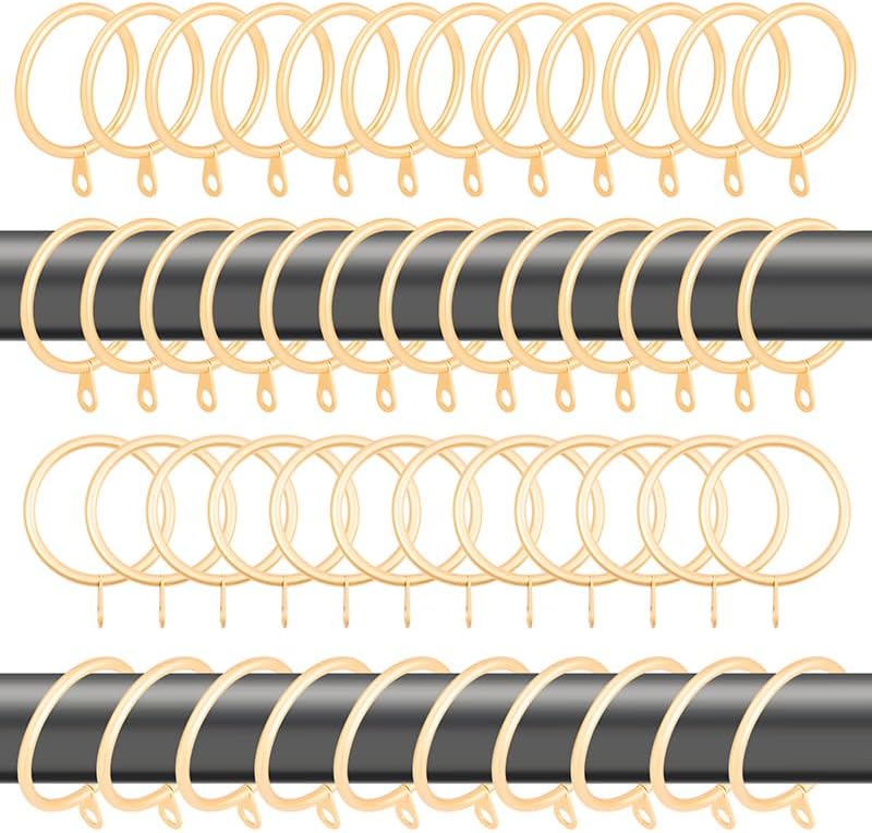 Warm Gold Drapery Rings Set, Fit 1 1/4-Inch Rod - WISION