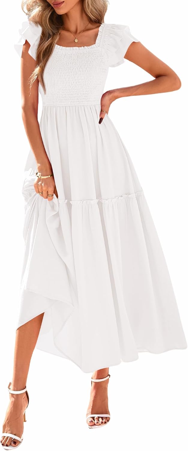 KIRUNDO Smocked Summer Dresses for Women 2025 Wedding Guest