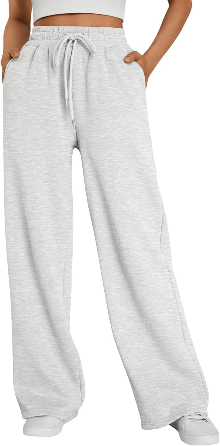 Trendy Queen Womens Wide Leg Fleece Lined Sweatpants for Comfort