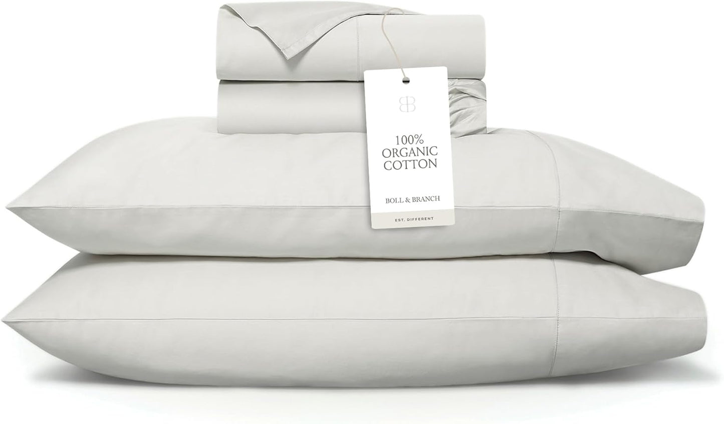 BOLL & BRANCH Signature Hemmed Sheet Set - King, Mist - Luxury
