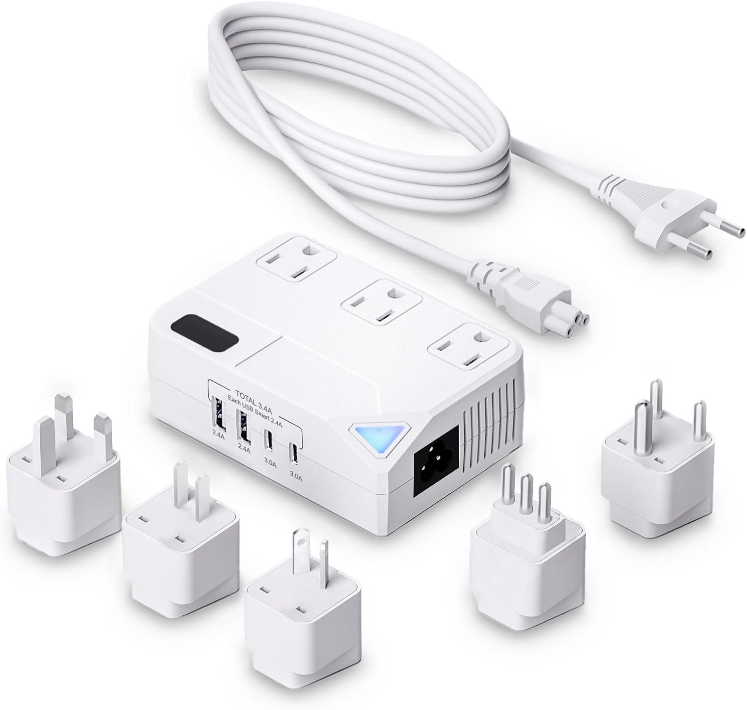 220V to 110V Travel Voltage Converter with USB Ports and Plugs