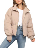 Yimoon Women's Cropped Puffer Jacket - Cozy Waterproof Winter Coat