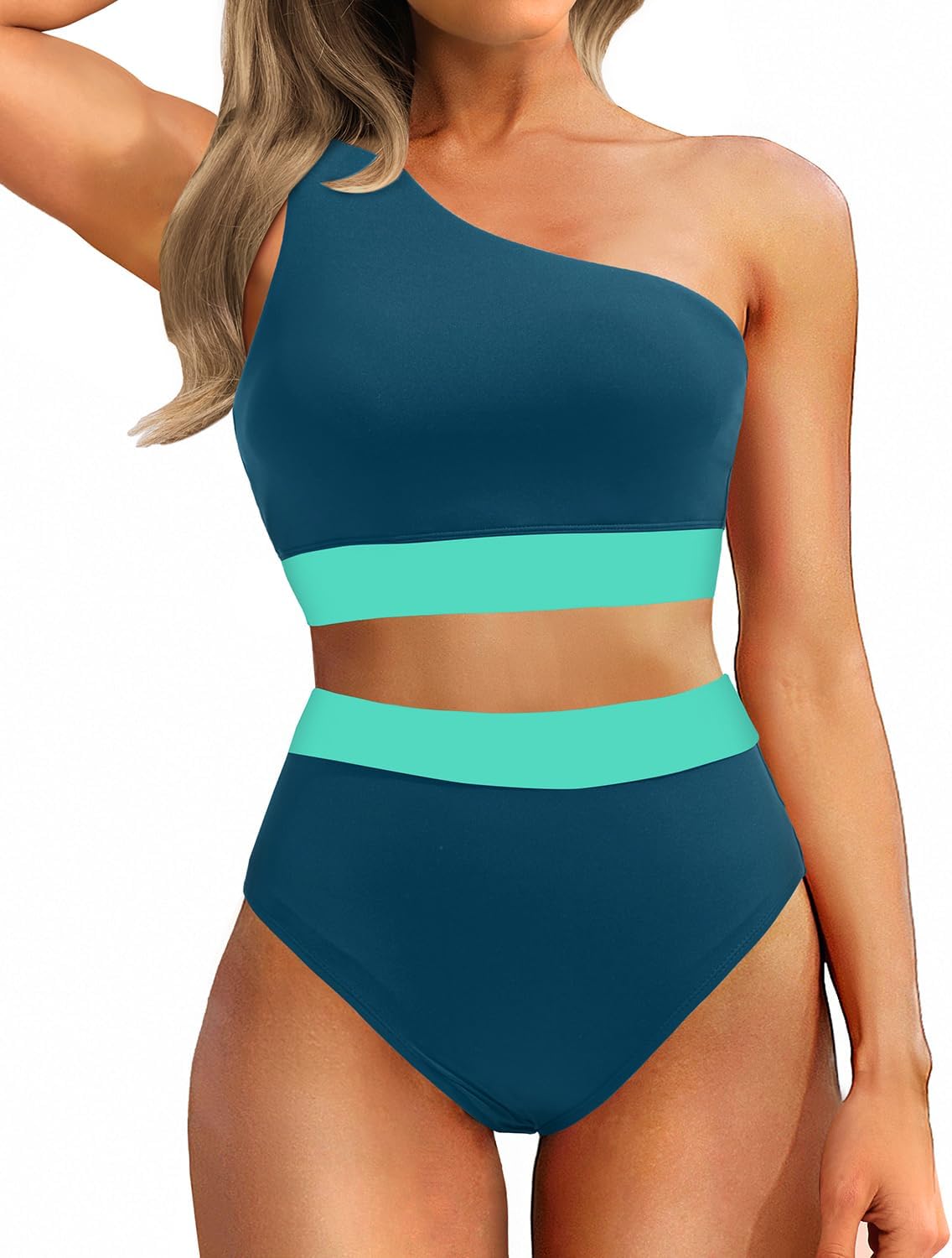 Holipick Women One Shoulder High Waisted Bikini Set for Summer
