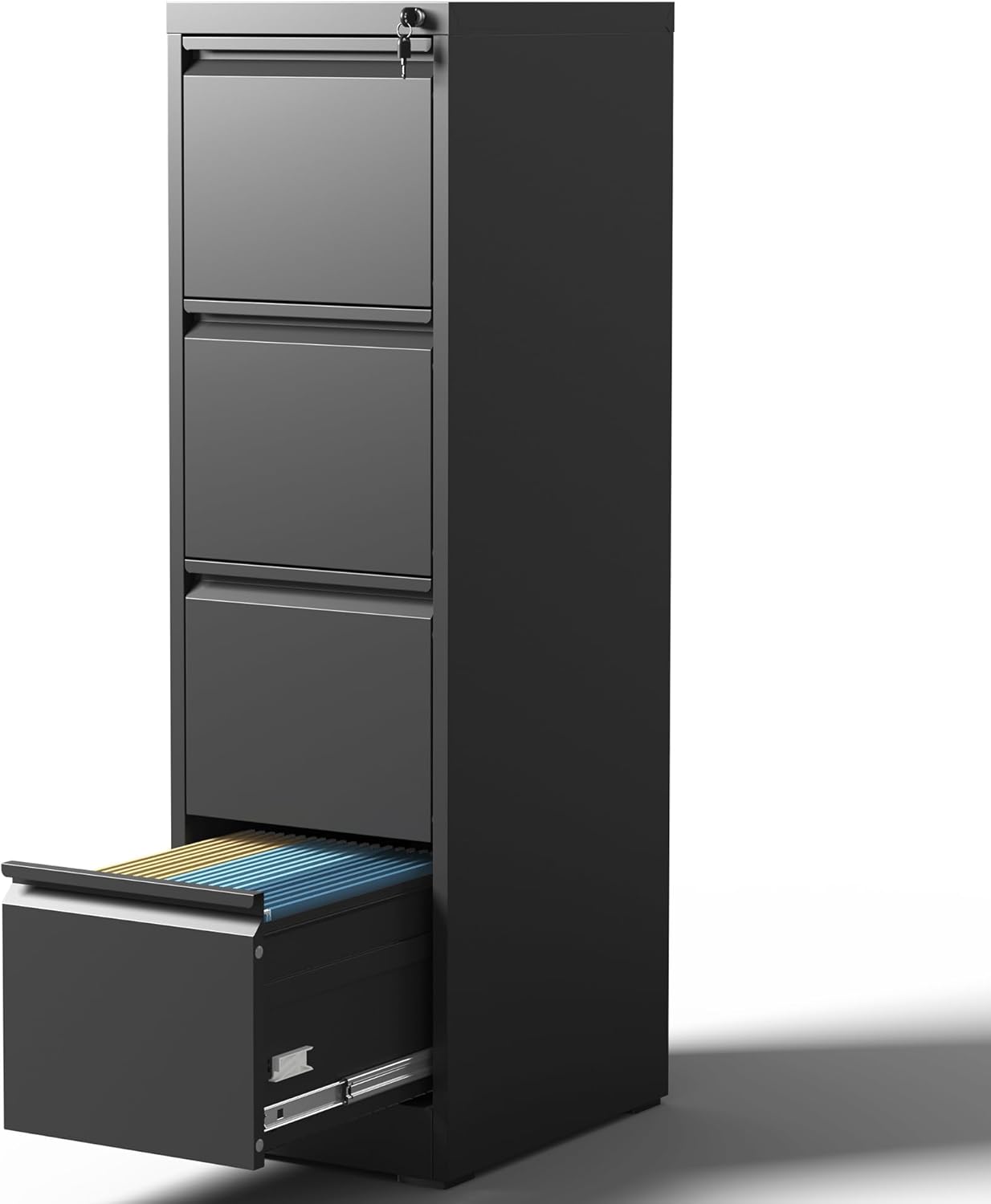 4 Drawer Metal File Cabinet with Lock for Home Office Storage
