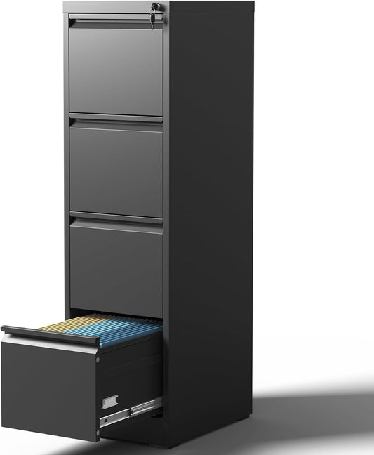 4 Drawer Metal File Cabinet with Lock for Home Office Storage