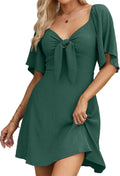 Dokotoo Womens Deep V Neck Bow Tie Mini Dress - Flattering Fit Shoes