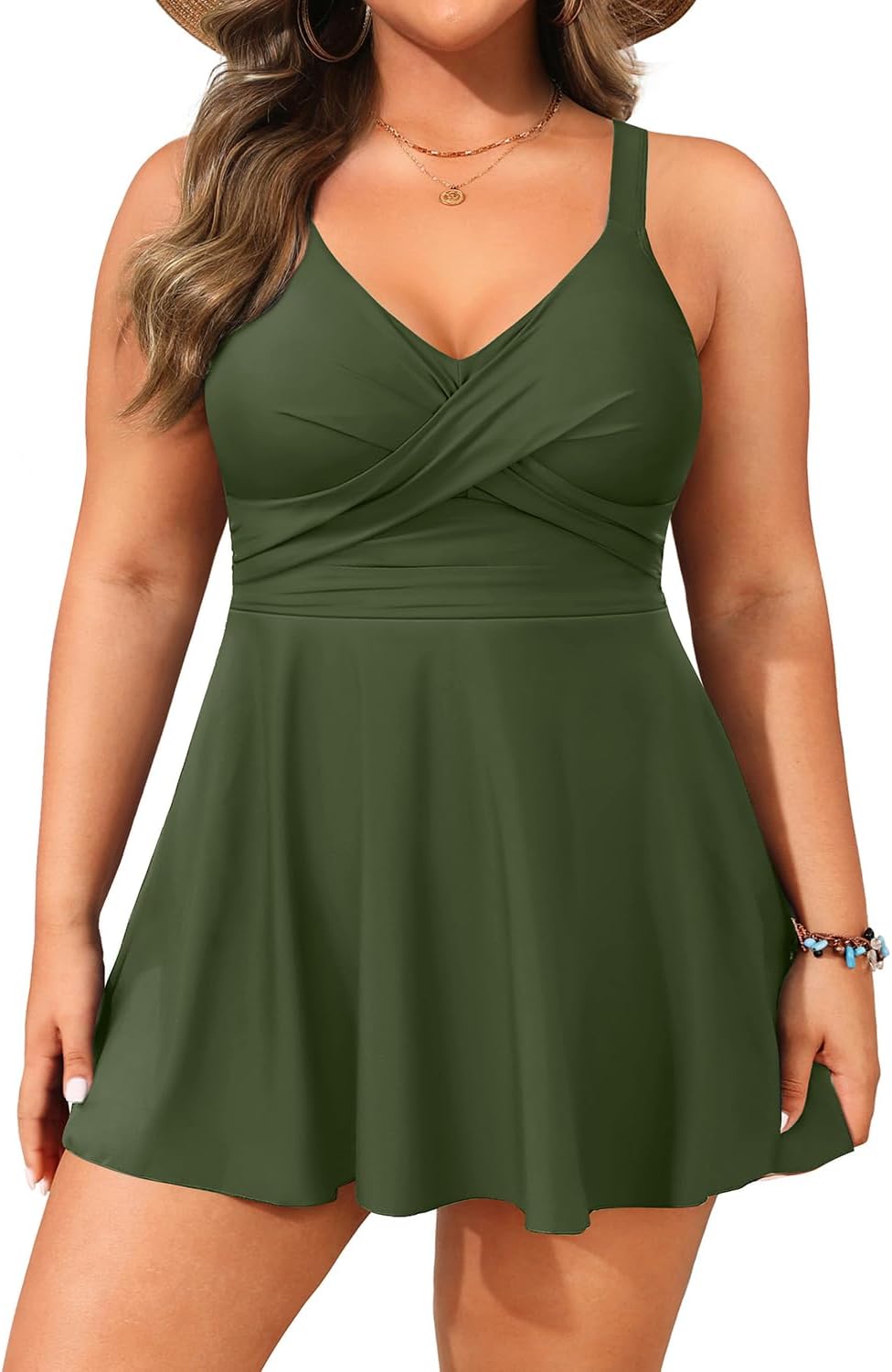 Aqua Eve Plus Size Swim Dress - Stylish Two Piece Tankini