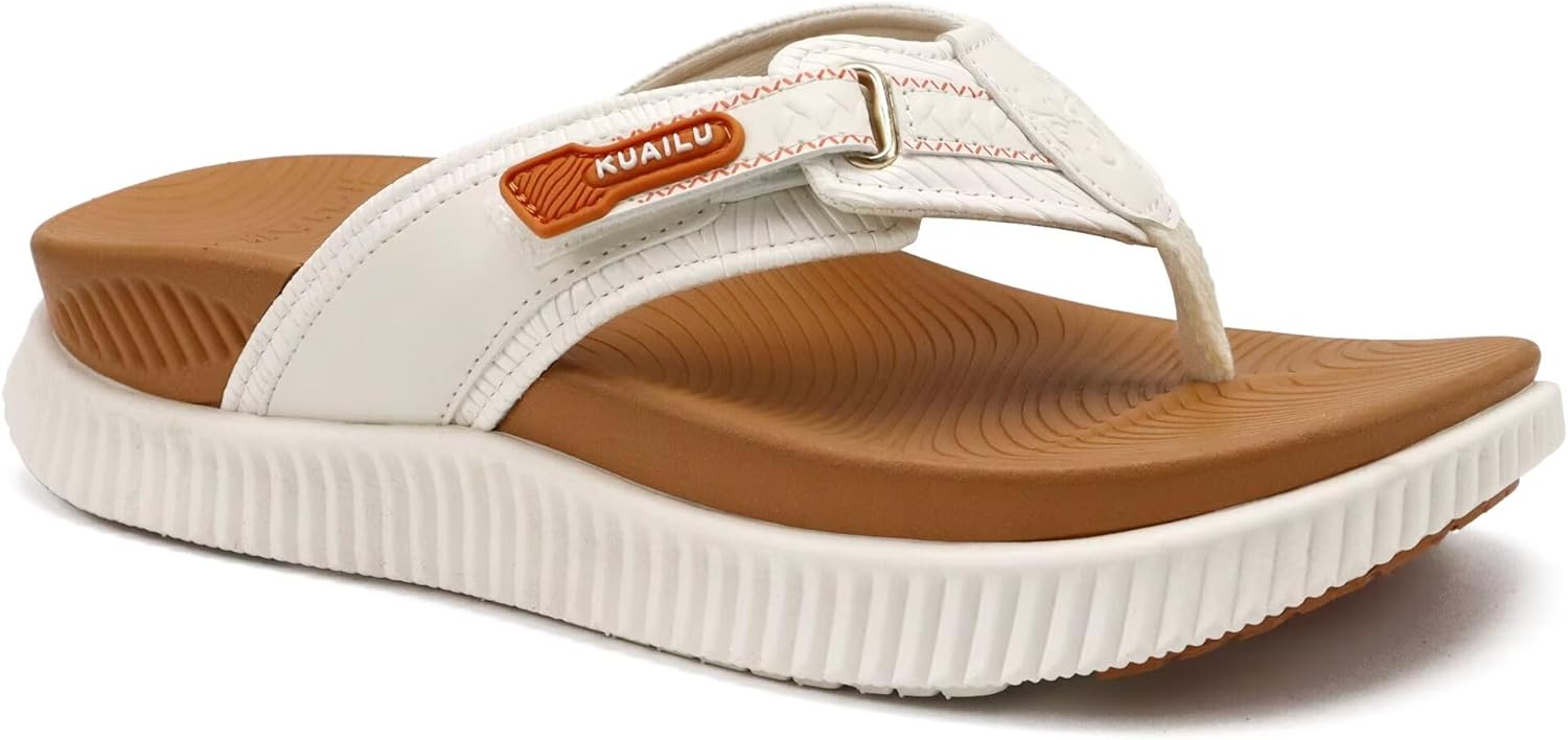 KuaiLu Womens Orthotic Flip Flops for Sport and Recovery