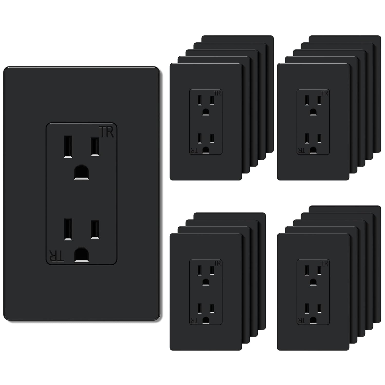 WEBANG Decorator Receptacle Outlet with Screwless Wall Plate