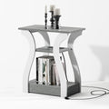 End Tables Living Room Grey End Table with Charging Station - 3 Tier
