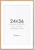 24x36 Picture Frame Natural Oak - Solid Wood Poster Frame