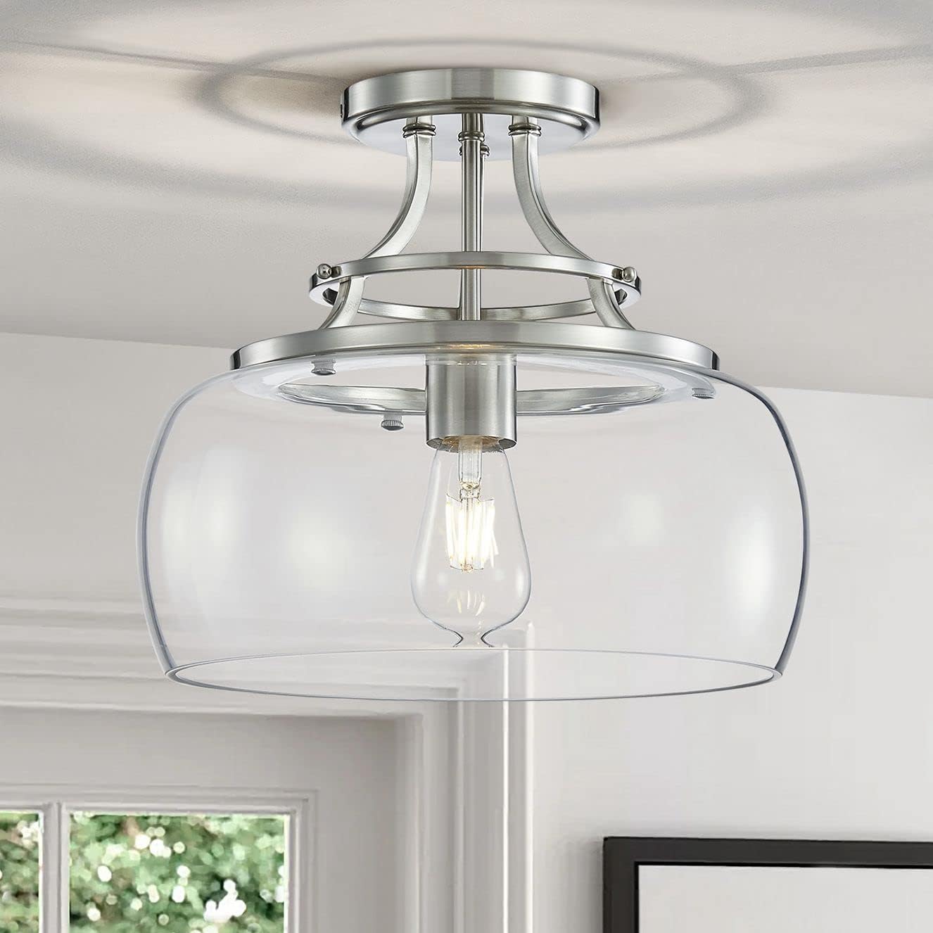 WUZUPS Rustic Farmhouse Industrial Round Chandelier Light Fixture