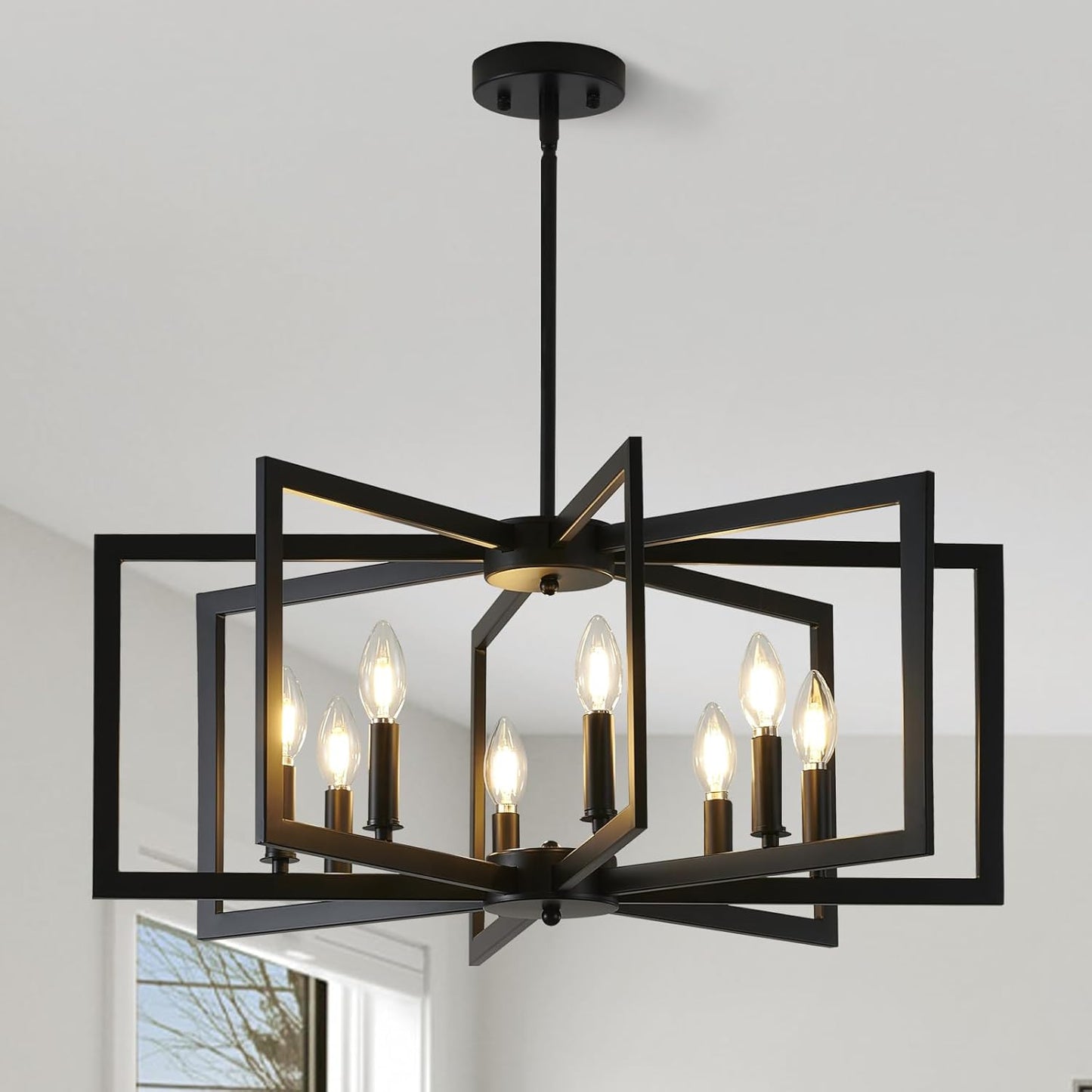 Black Chandelier for Dining Room - 8-Light Modern Fixture