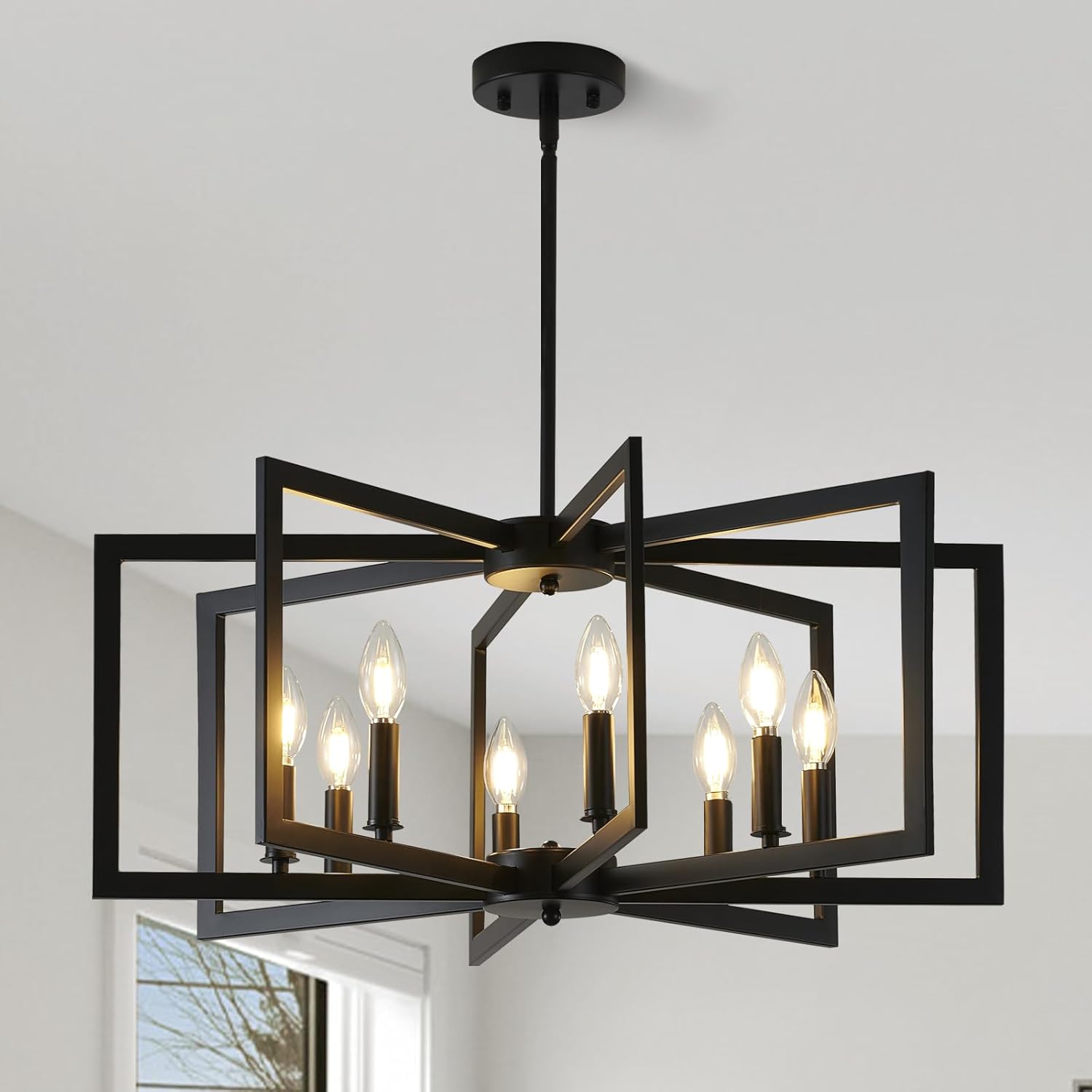 Black Chandelier for Dining Room - 8-Light Modern Fixture
