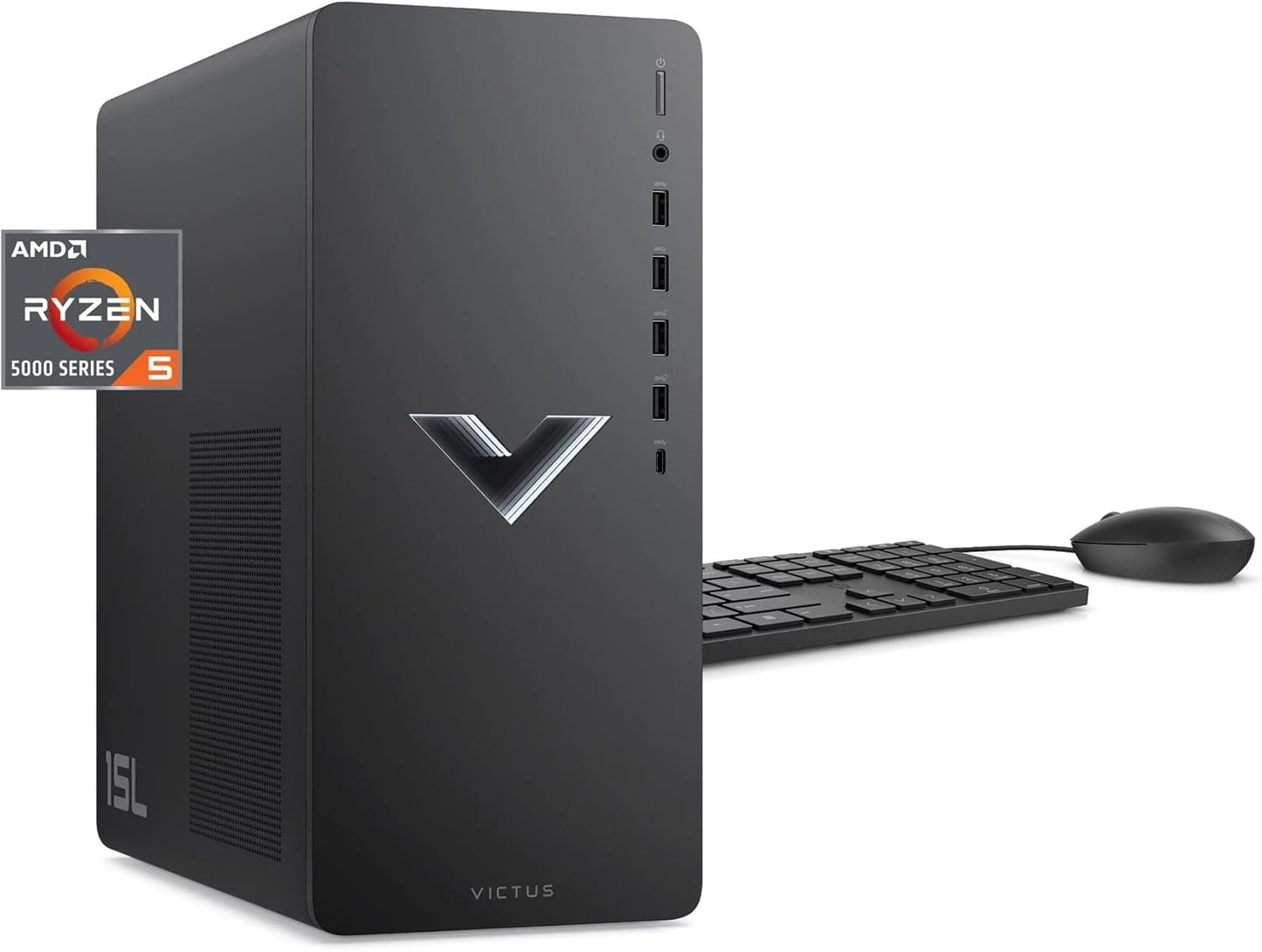 HP Victus 15L Gaming Desktop - Powerful Ryzen 5600G, 16GB RAM, Radeon RX6400