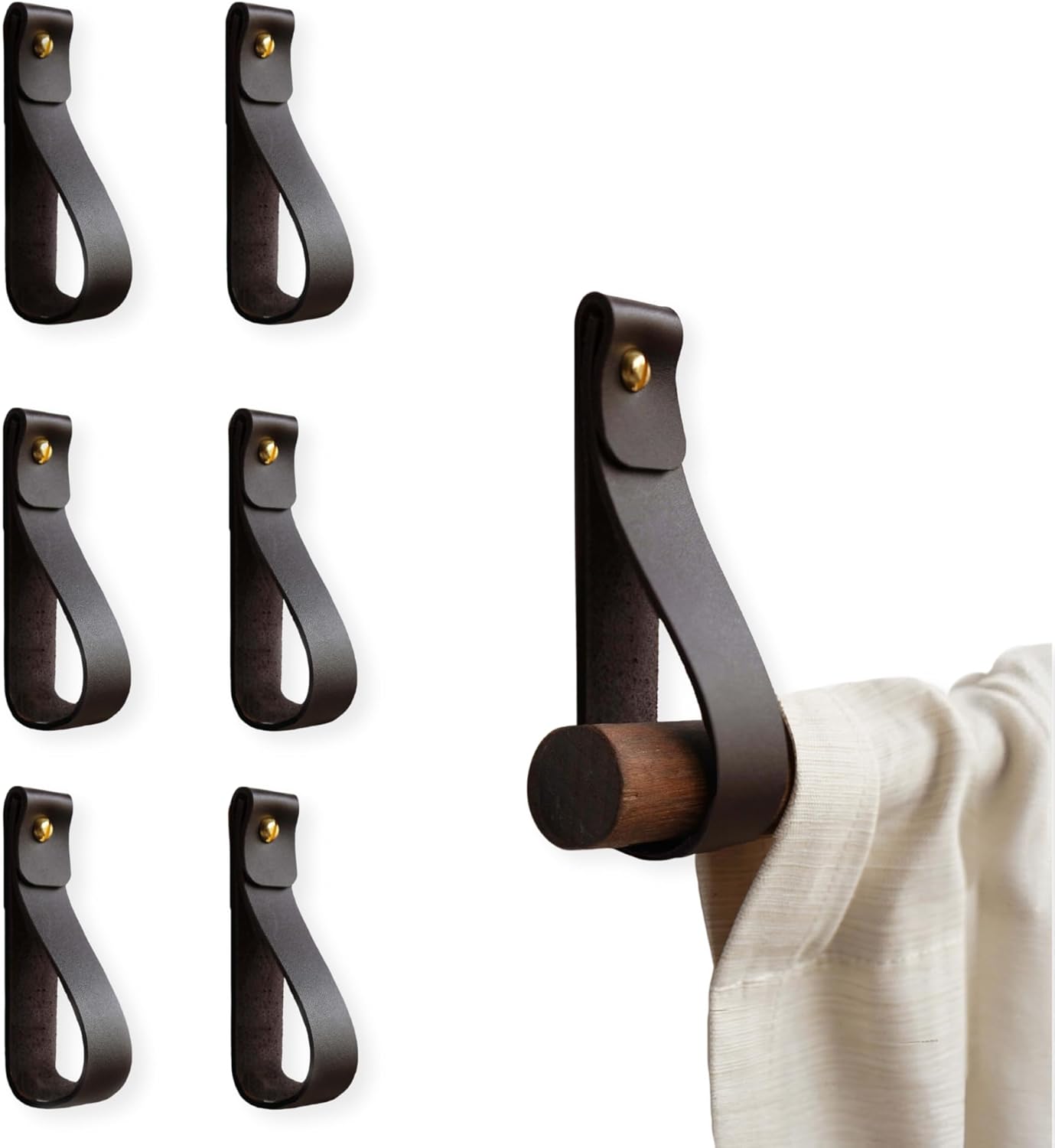 Keyaiira 6PK Genuine Leather Wall Strap for Decorative Display