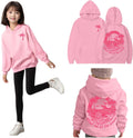 Girls Pink Hoodies for Kids Cute Graphic Y2K Oversized Pullover - Cozy