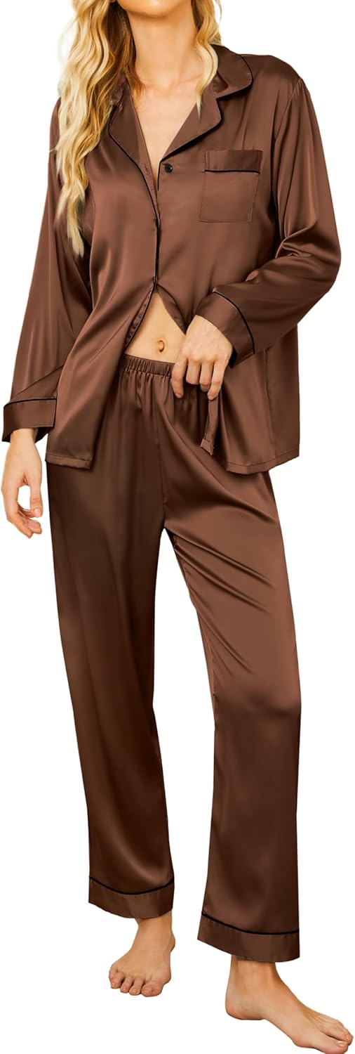 Ekouaer Silk Satin Pajamas Set for Women - Soft and Comfy Sleepwear