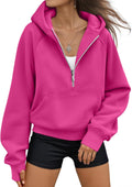 AUTOMET Womens Half Zip Hoodie - Cozy Fleece Cropped Sweatshirt