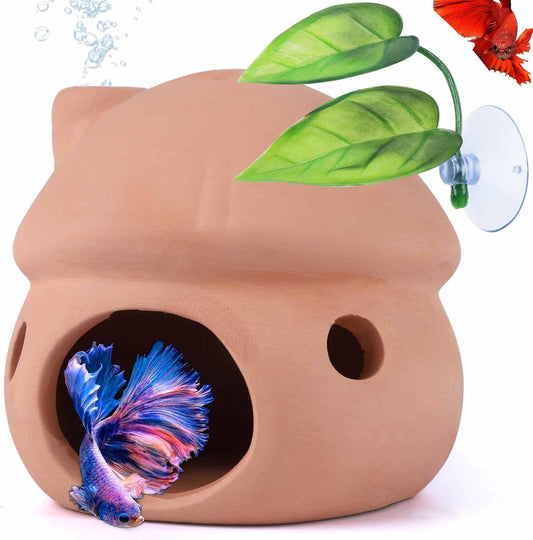 Natural Ceramic Mushroom House for Betta Tanks