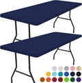 Navy Rectangle Picnic Table Cloth 2 Pack - Elastic Waterproof Fit