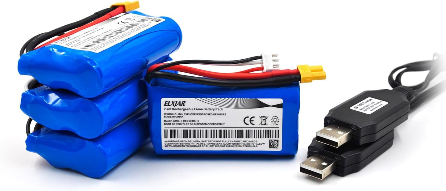 7.4V 1500mAh Li-ion Battery Pack for RC Vehicles and Transmitters