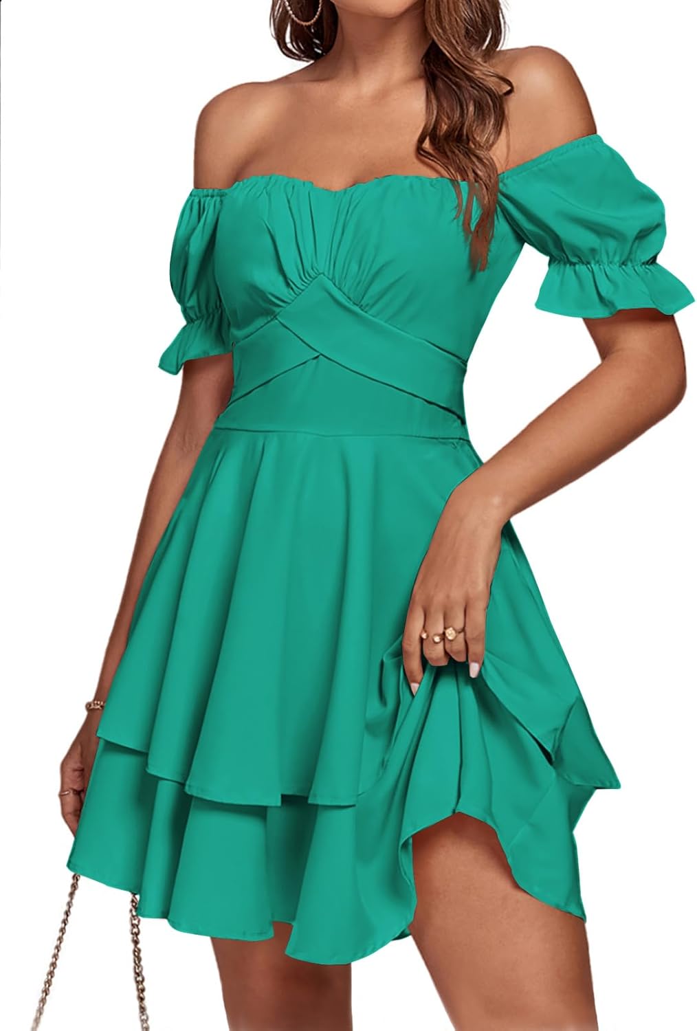 LYANER Women's Tie Back Off Shoulder Mini Dress for Elegance