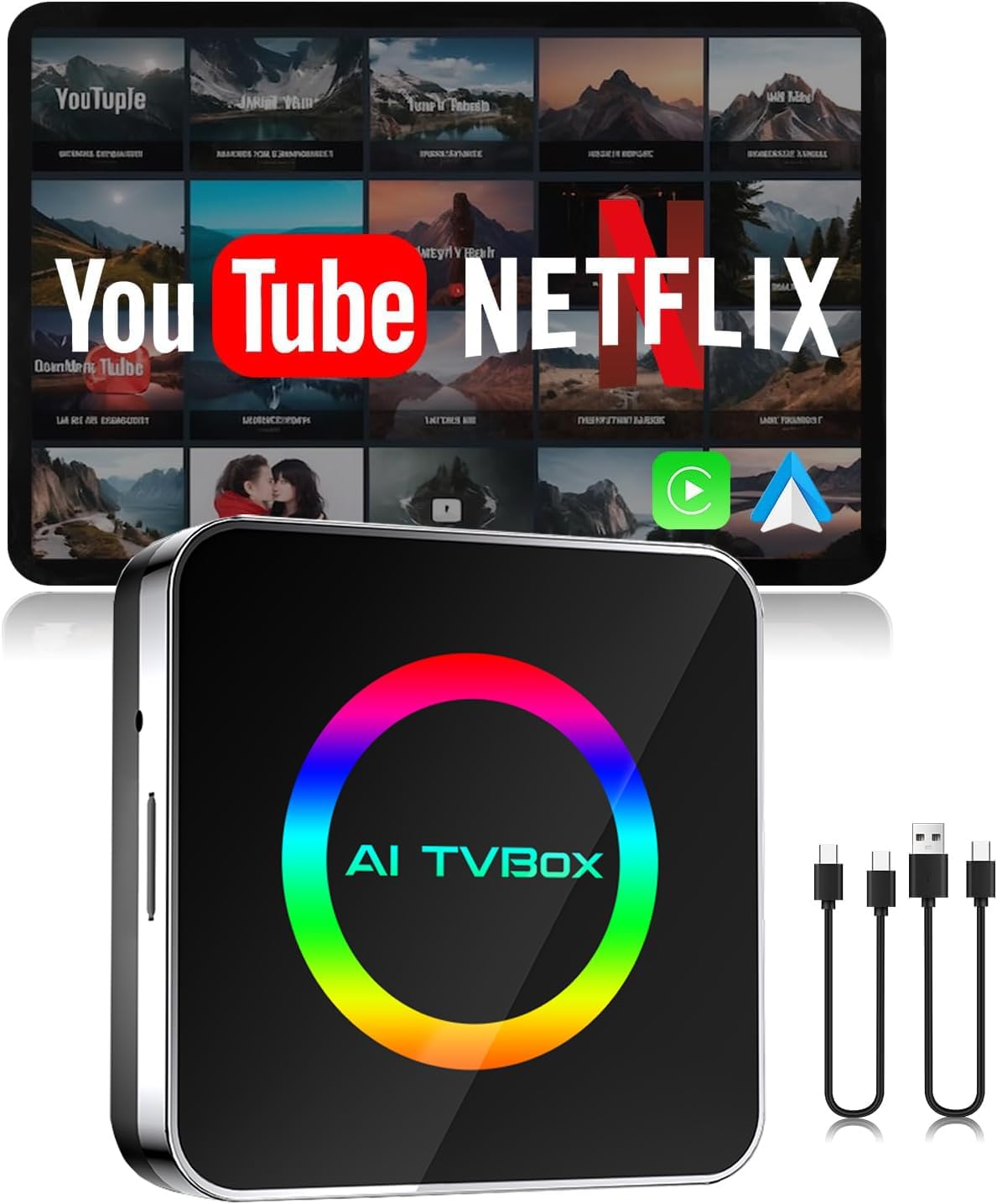 Wireless Carplay Adapter for iPhone with Netflix and YouTube