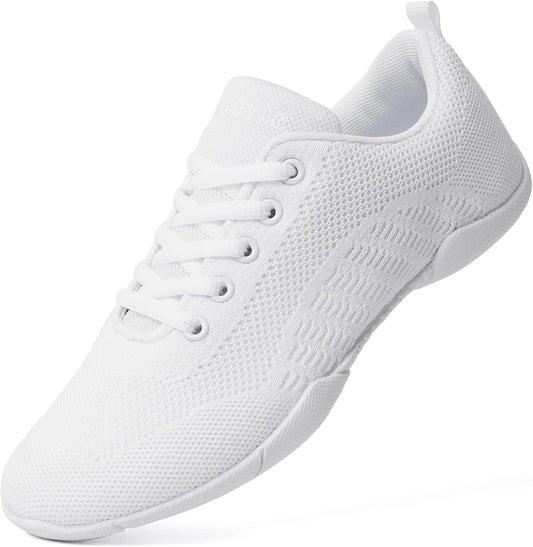 Cheer Shoes for Youth Girls - Lightweight White Cheerleading Sneakers