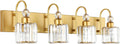 Ralbay Gold Vanity Lights 4-Light Crystal Bathroom Vanity - Modern