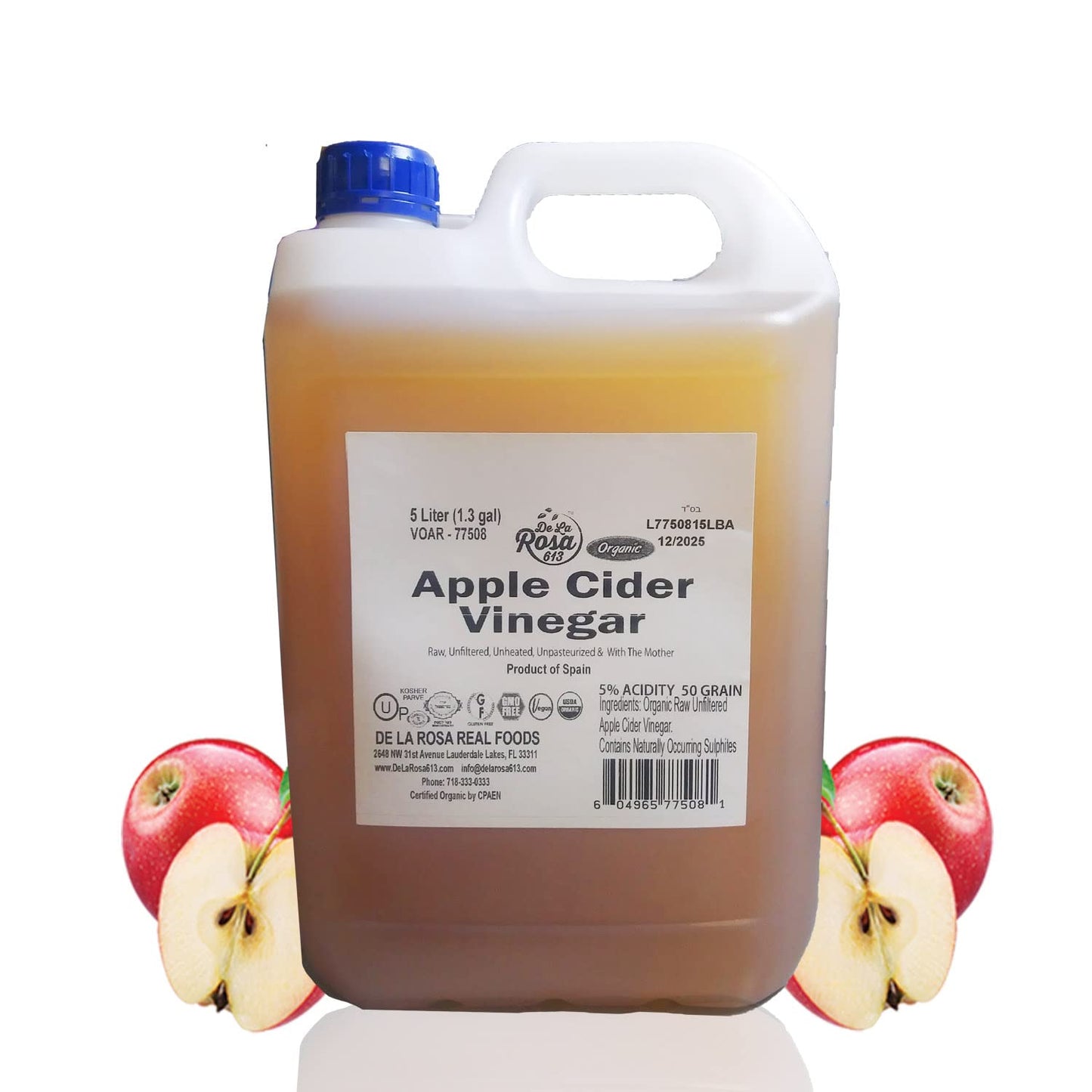 De La Rosa Organic Apple Cider Vinegar with Mother, 5L - Salad & Marinades Boost