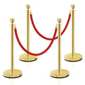 Crowd Control Stanchion Rope Safety Barriers with 5 ft Red Rope - 4PCS
