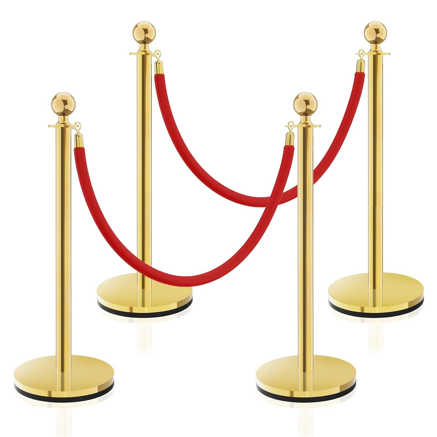Crowd Control Stanchion with 5 ft Red Rope for Events