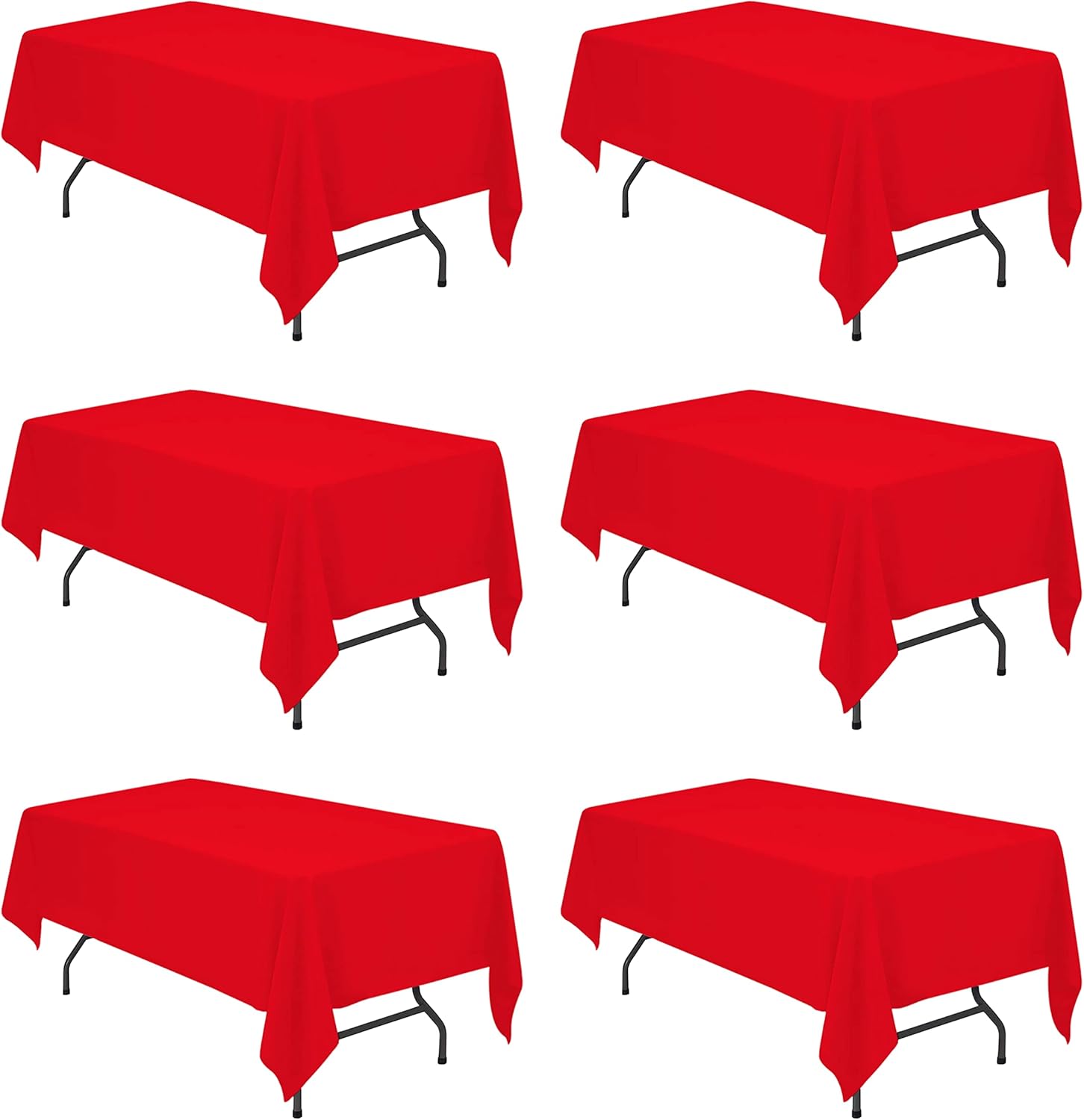 Premium 6 Pack Red Tablecloths for 6 Foot Rectangle Tables