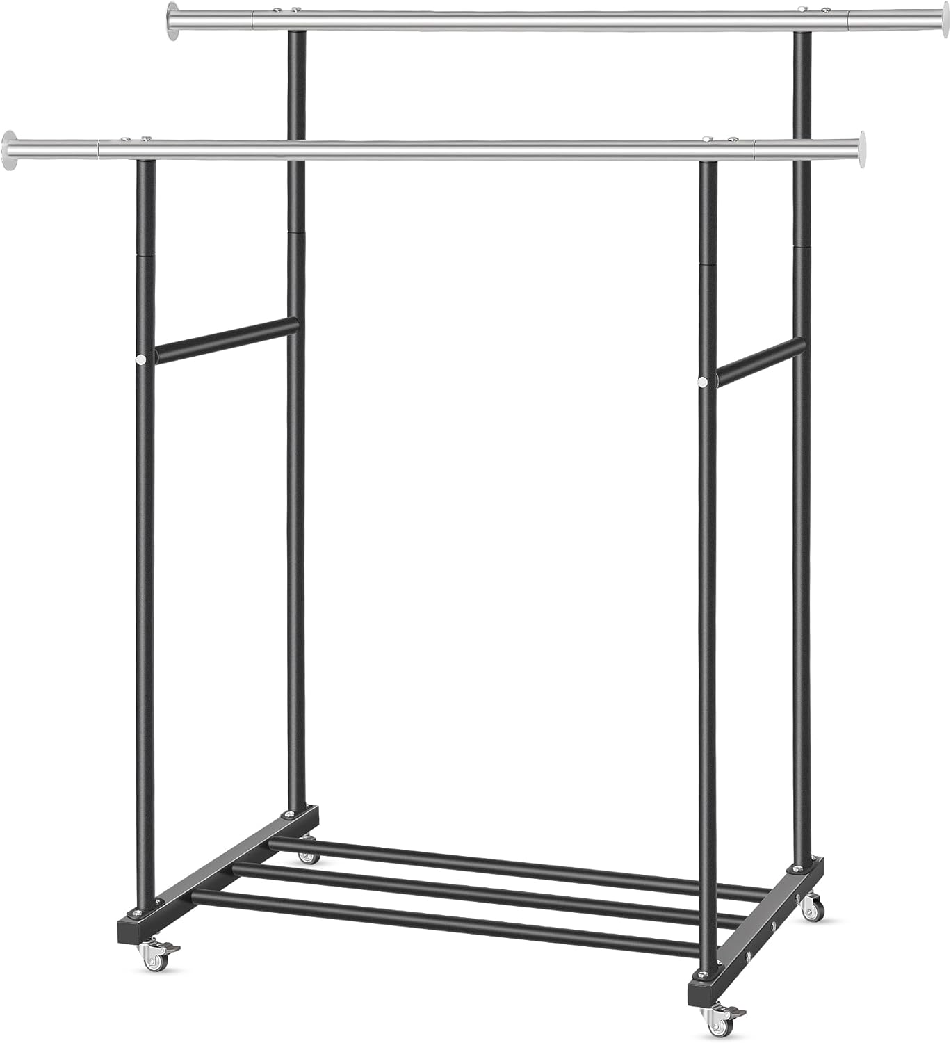 Heavy Duty Clothes Rack with Wheels and Extra Storage Space