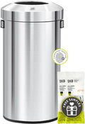 EKO Urban 24 Gallon Round Stainless Steel Open Top Waste Bin - Tall