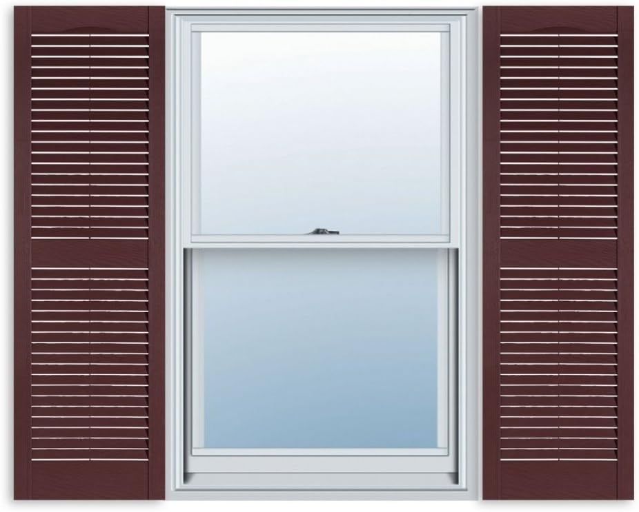 Exterior Solutions Standard Louver Vinyl Shutter in Burgundy