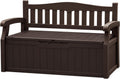 JUMMICO 80 Gallon Resin Outdoor Storage Bench - Large Lockable Deck