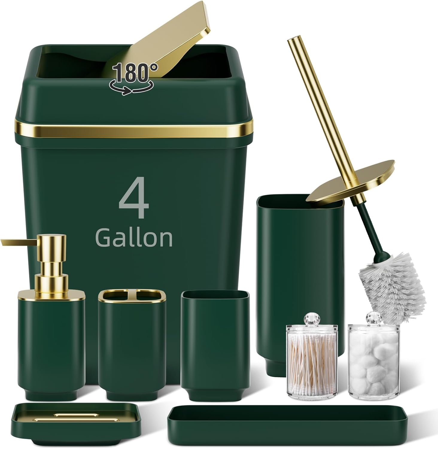 9PCS Dark Green Bathroom Accessory Set for Stylish Decor