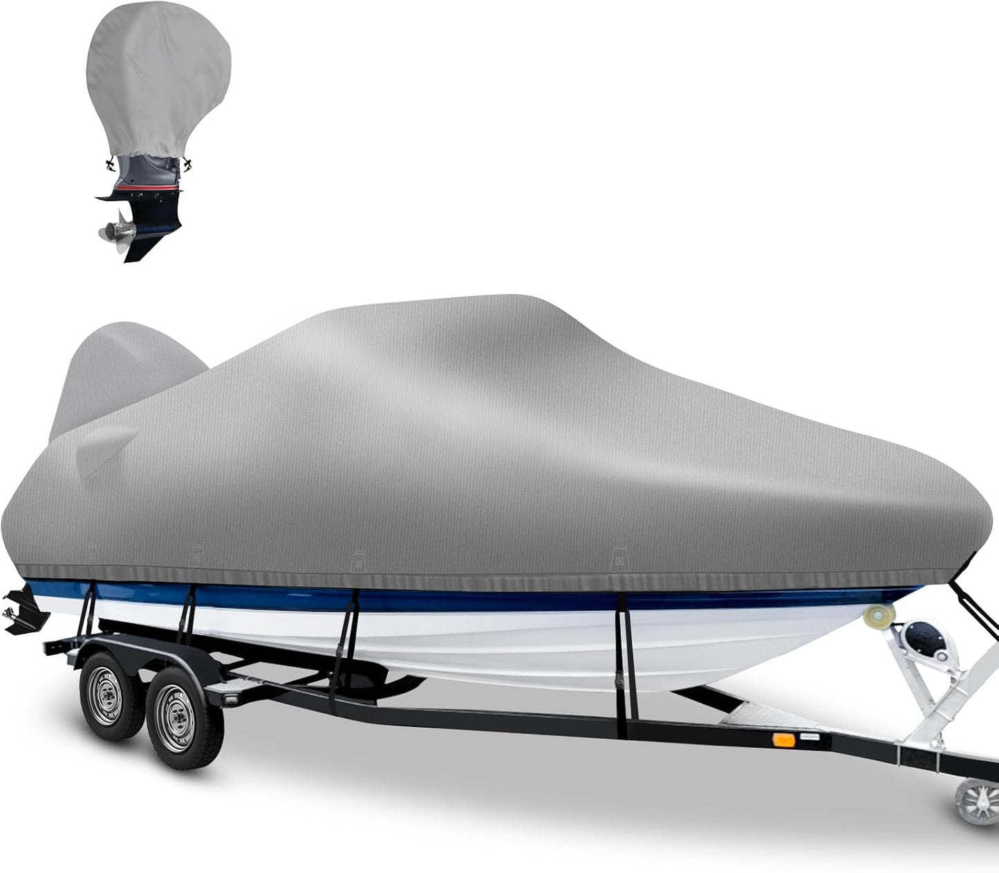 Trailerable Boat Cover 14-16ft with Outboard Motor Cover
