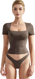 SUUKSESS Women Double Lined Fitted Square Neck Crop Top - Soft Fit no