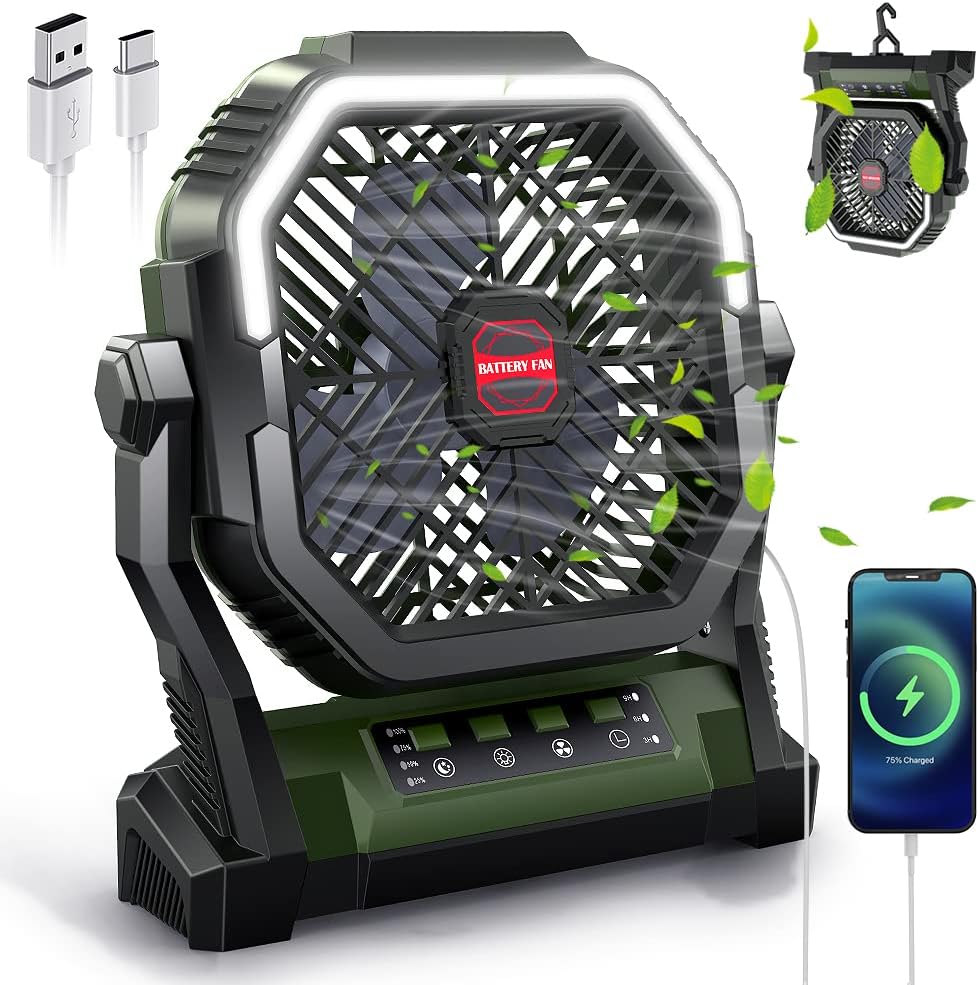 5-IN-1 Portable Camping Fan | Rechargeable & LED | WITHOUSE