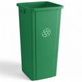 23 Gallon Green Square Trash Can - Durable Commercial Plastic Can