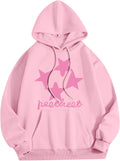 Pink Palm Puff Hoodie Oversized Sweatshirt for Teen Girls - Cute Back
