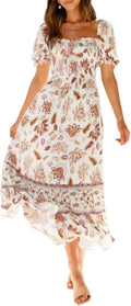 ZESICA Women's Boho Floral Print Maxi Dress for Summer Style
