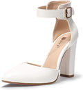 IN4 Pedazo High Block Heels Pumps Pointed Closed Toe Ankle Strap every