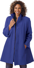 Plus Size Fleece Swing Funnel-Neck Coat for Women - Cozy Layer