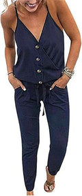 Womens Summer Jumpsuit Romper with Pockets - Lightweight Lounge