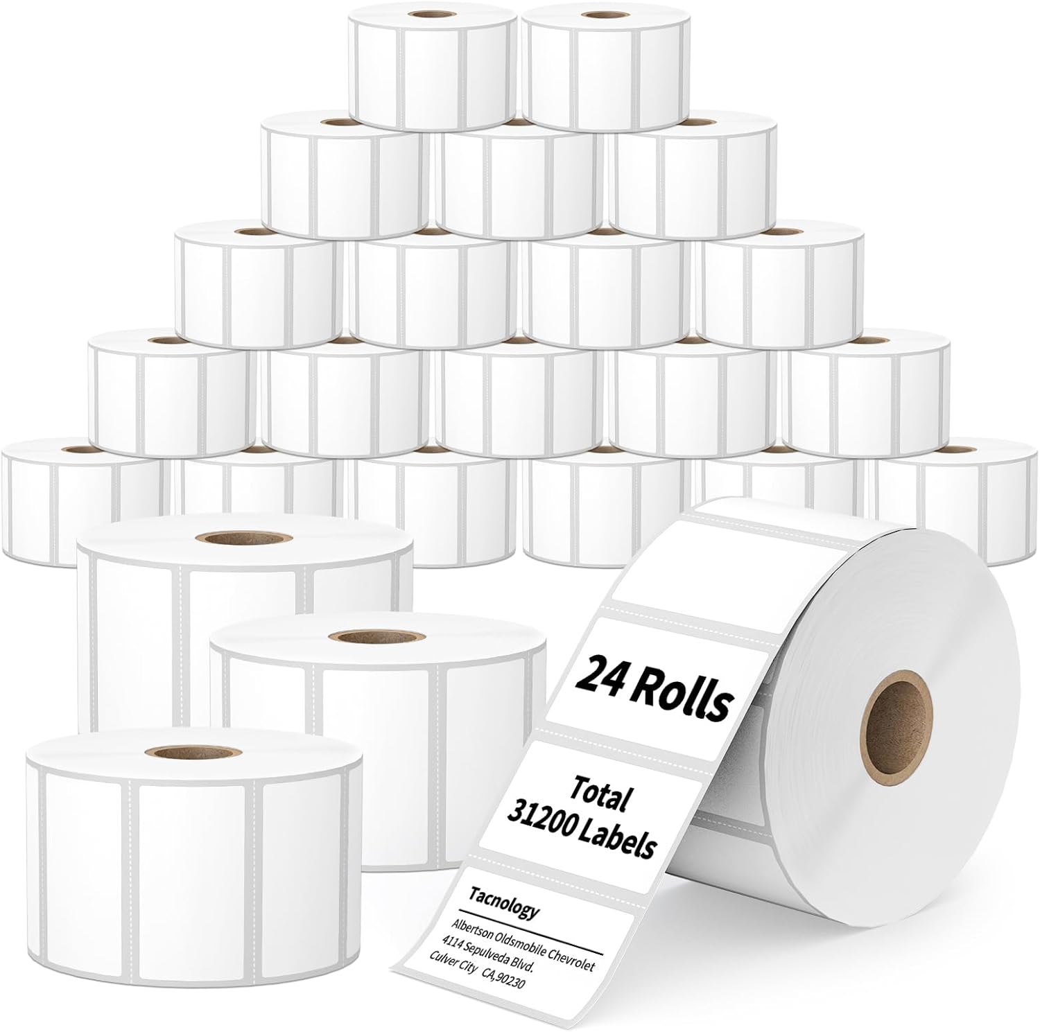 Tacnology Direct Thermal Labels - 24 Rolls of 1300 Labels Each