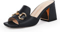 Women's Sandals Peep Toe Chunky Heel Mules - Metal Chain Detail